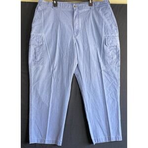 LL Bean Cargo Pants Men's 44x29 Blue Comfort Waist Cotton Utility Casual Tropic